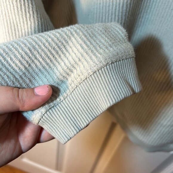 Aerie Gray Ribbed Pullover Hoodie Large - Picture 4 of 8